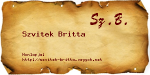 Szvitek Britta névjegykártya